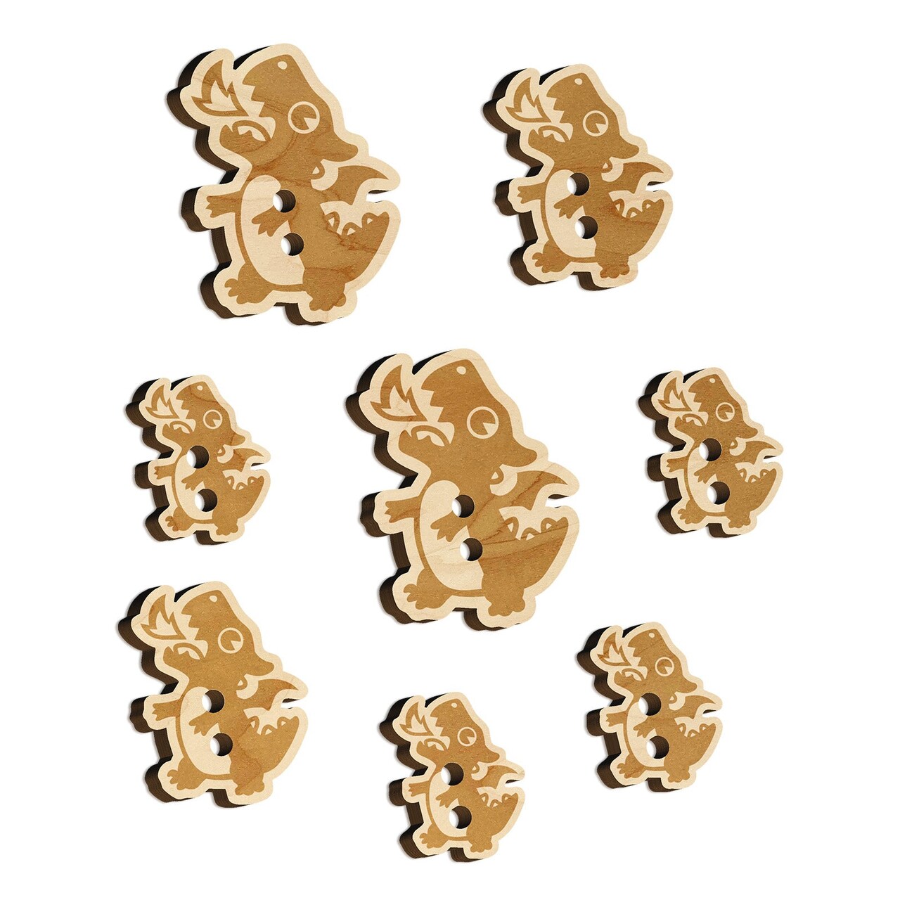 Cute Little Dragon Breathing Fire Wood Buttons for Sewing Knitting Crochet DIY Craft